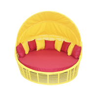 Шезлонг -кровать из искусственного прута 16мм с капюшоном желтый 